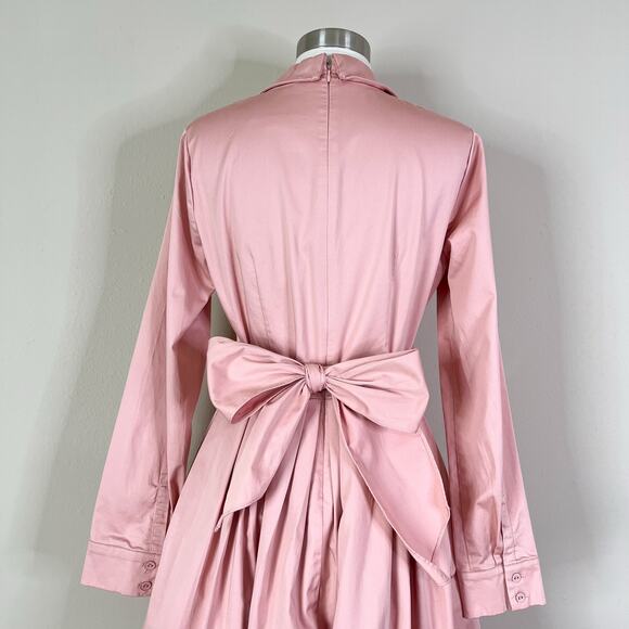 Gal Meets Glam | Elisabetta Pink Bow Wrap Retro Fit Flare 3/4 Sleeve Dress 4 - Picture 8 of 10